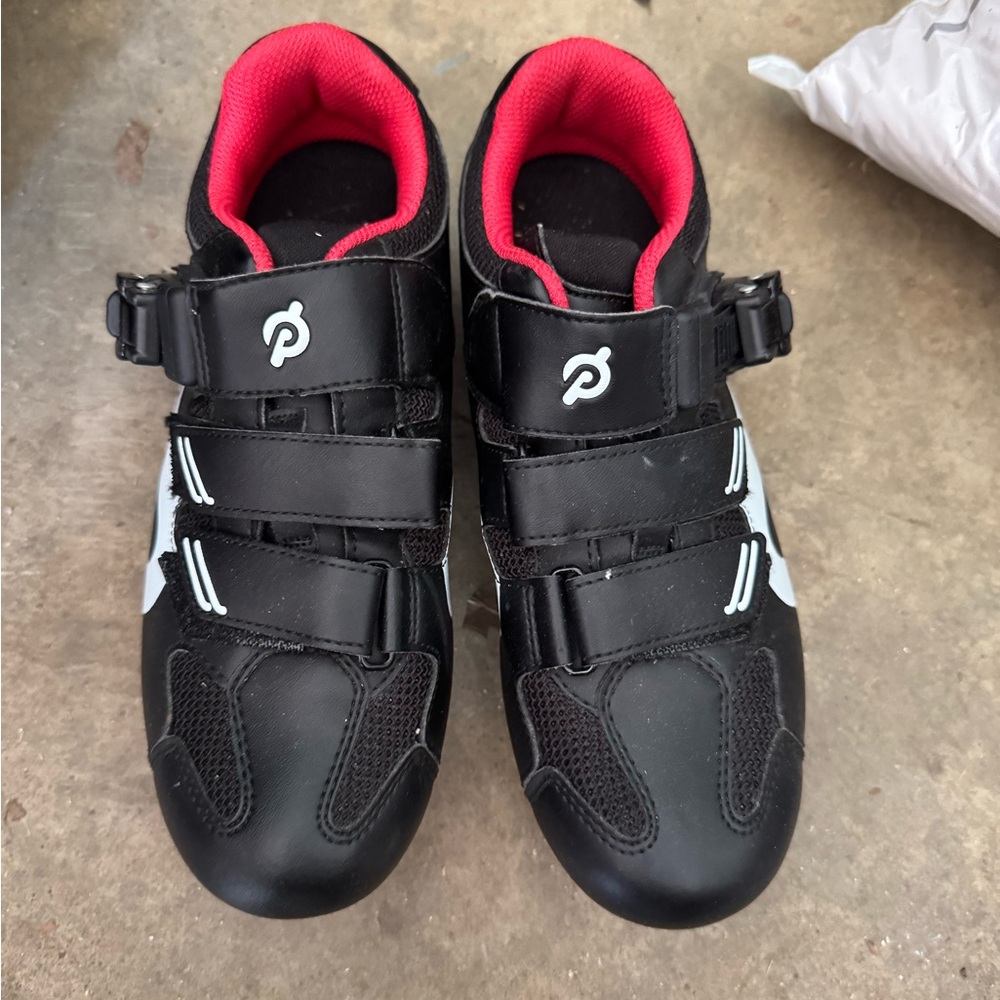 Peloton Black Cycling Shoes with Red Interior
